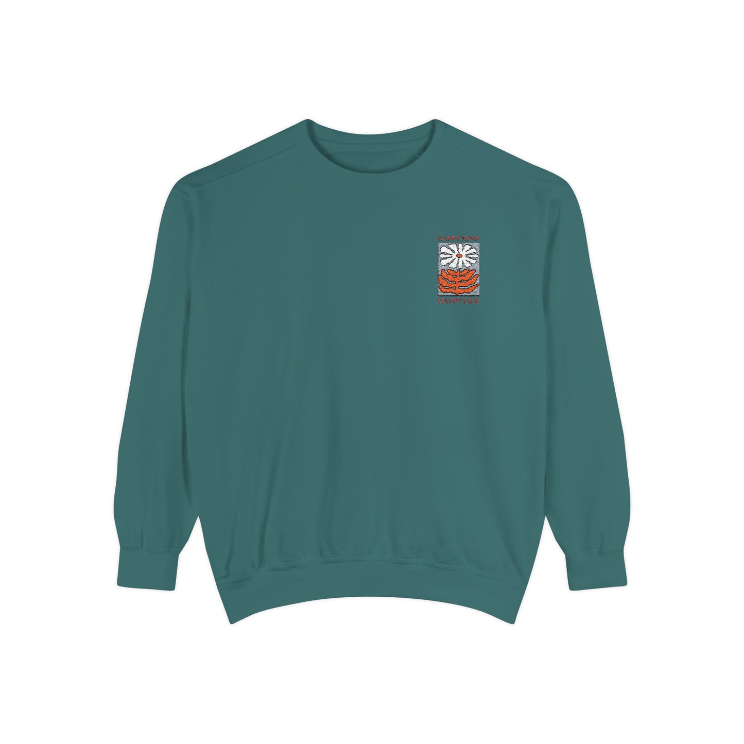 Happy Vibes Unisex Garment-Dyed Sweatshirt - Perfect for Cozy Days