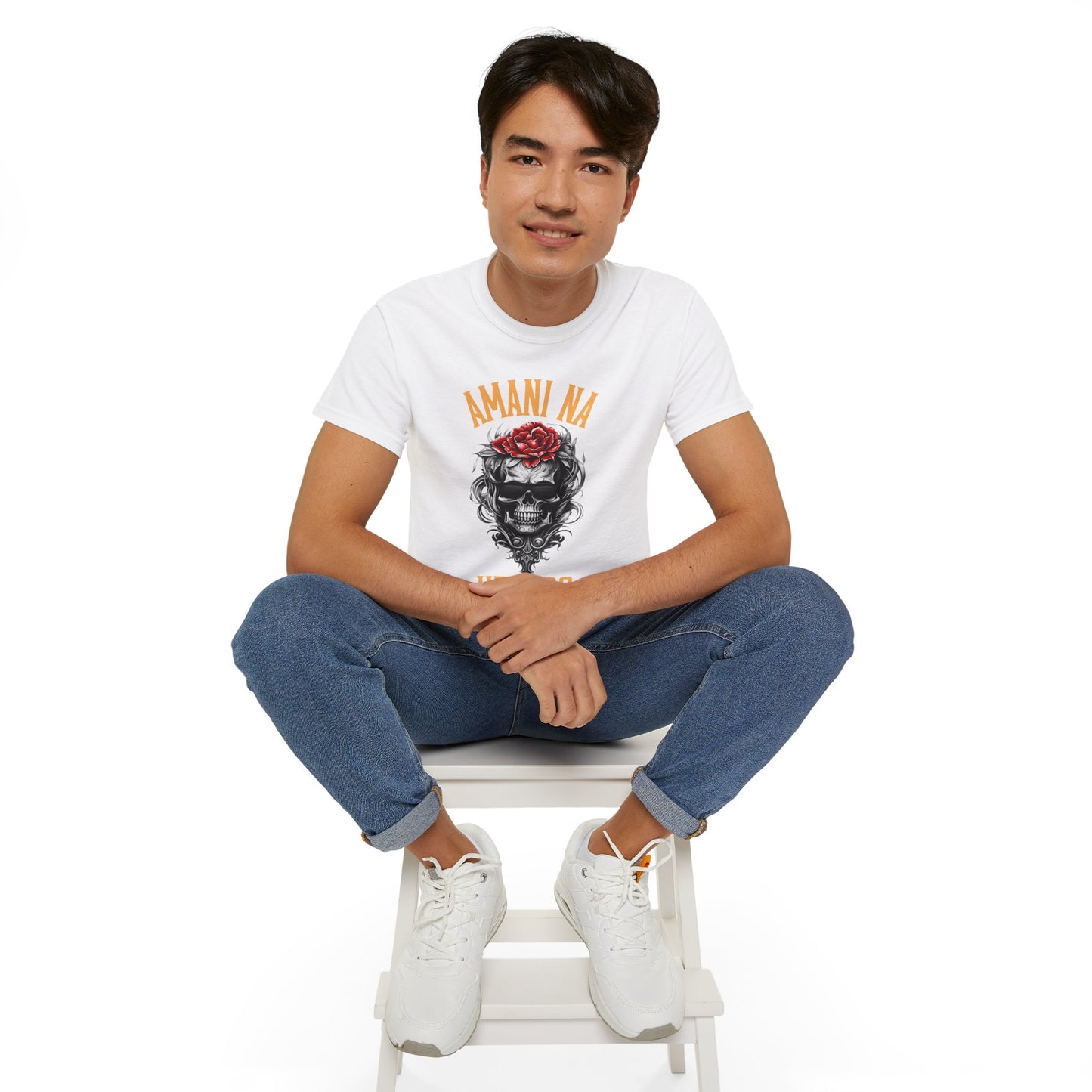 Amani Na Upendo Skull Graphic Unisex Ultra Cotton Tee - Bold and Edgy Tee for Everyday Style