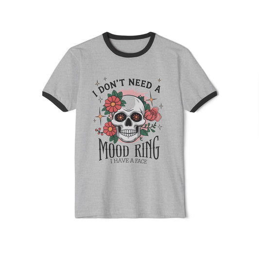 Funny Skull Mood Ring Unisex Cotton Ringer T-Shirt