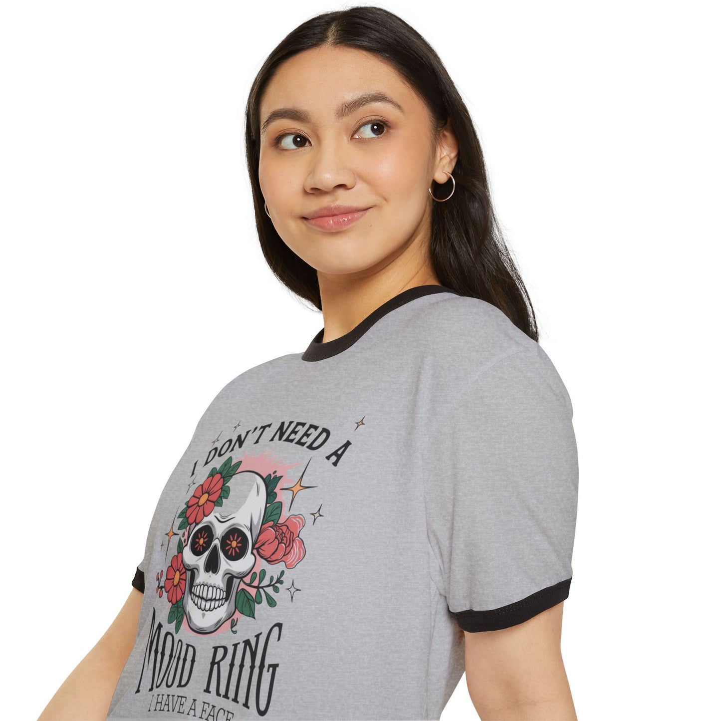 Funny Skull Mood Ring Unisex Cotton Ringer T-Shirt