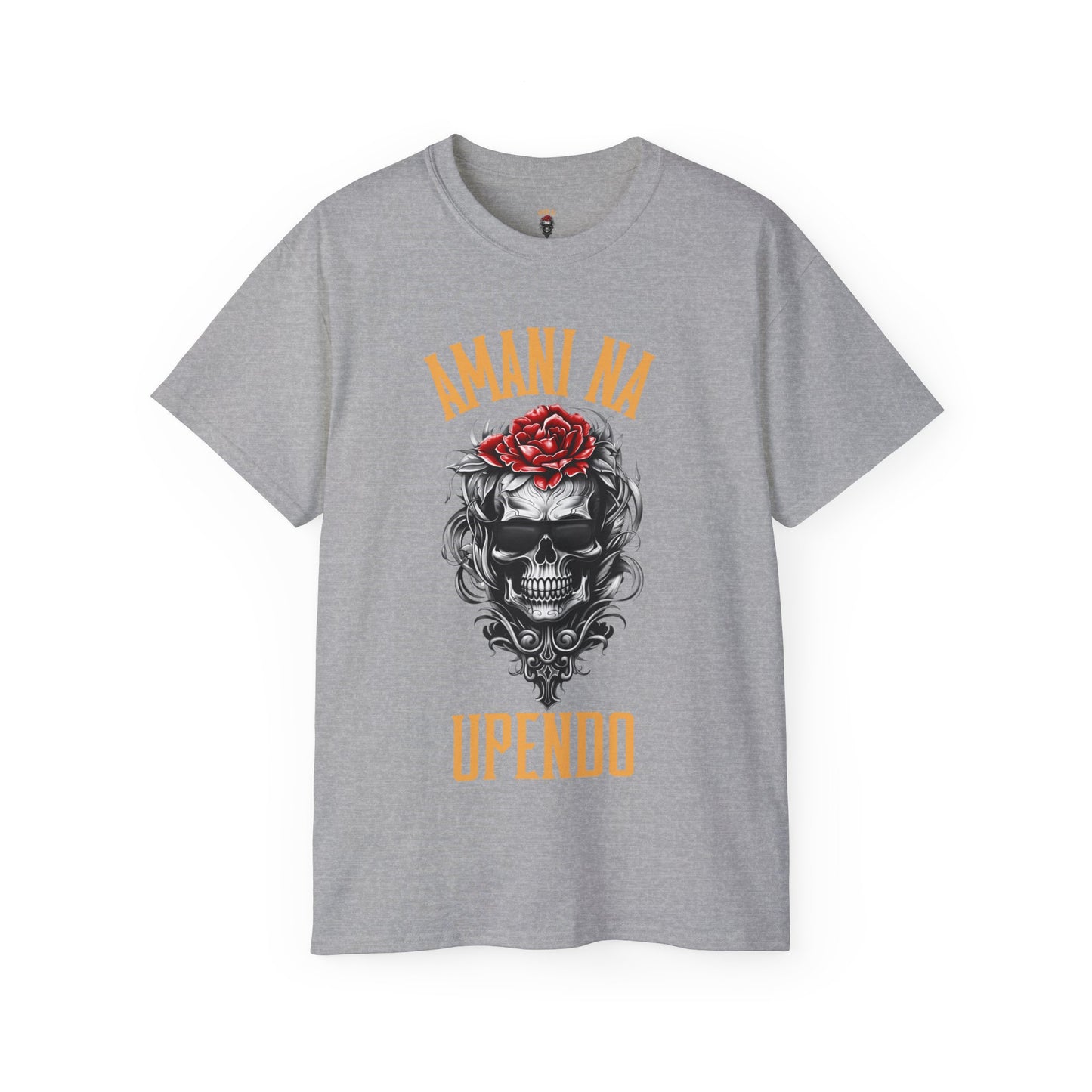 Amani Na Upendo Skull Graphic Unisex Ultra Cotton Tee - Bold and Edgy Tee for Everyday Style