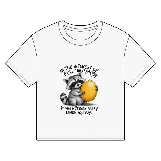Women's Organic Boxy T-Shirt - 'In the Interest of Full Transparency' Raccoon Design