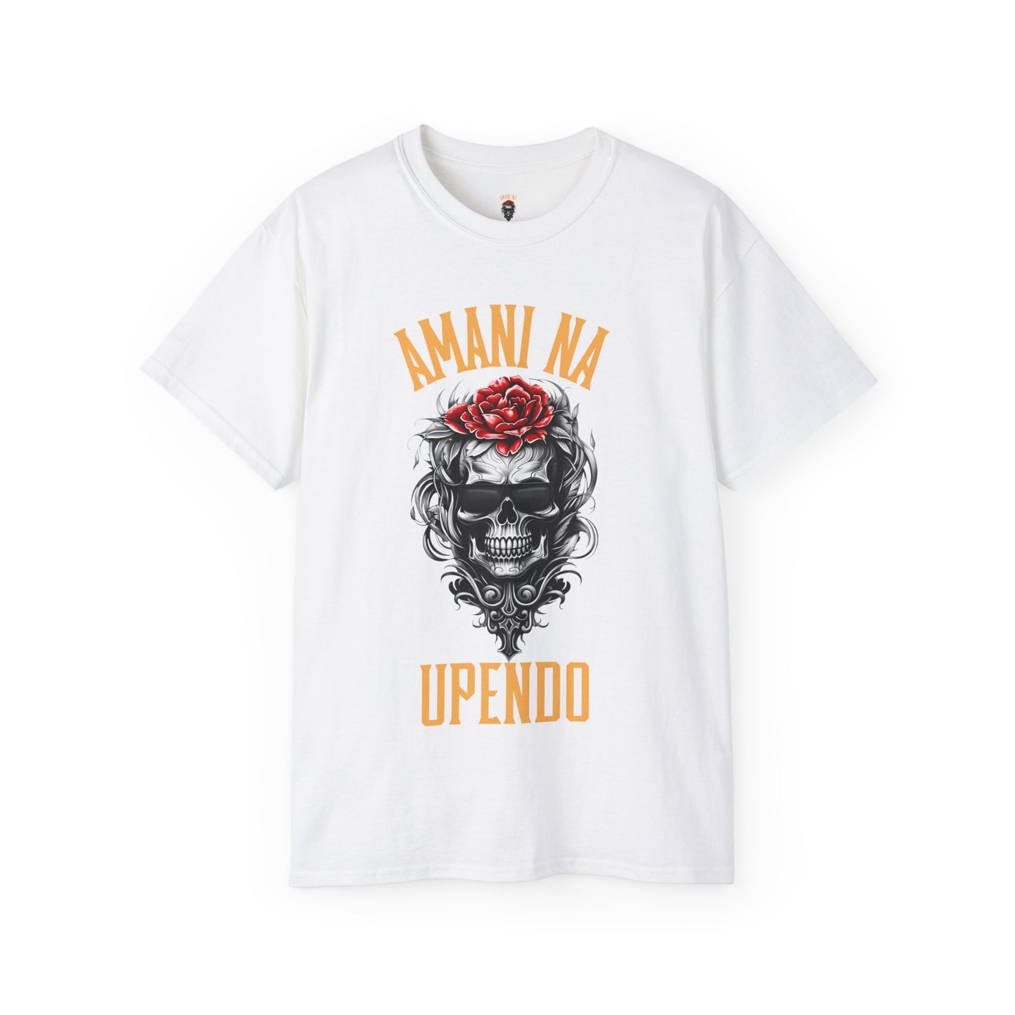 Amani Na Upendo Skull Graphic Unisex Ultra Cotton Tee - Bold and Edgy Tee for Everyday Style