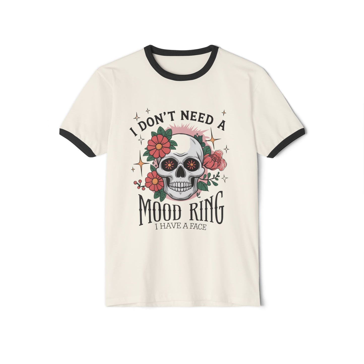 Funny Skull Mood Ring Unisex Cotton Ringer T-Shirt